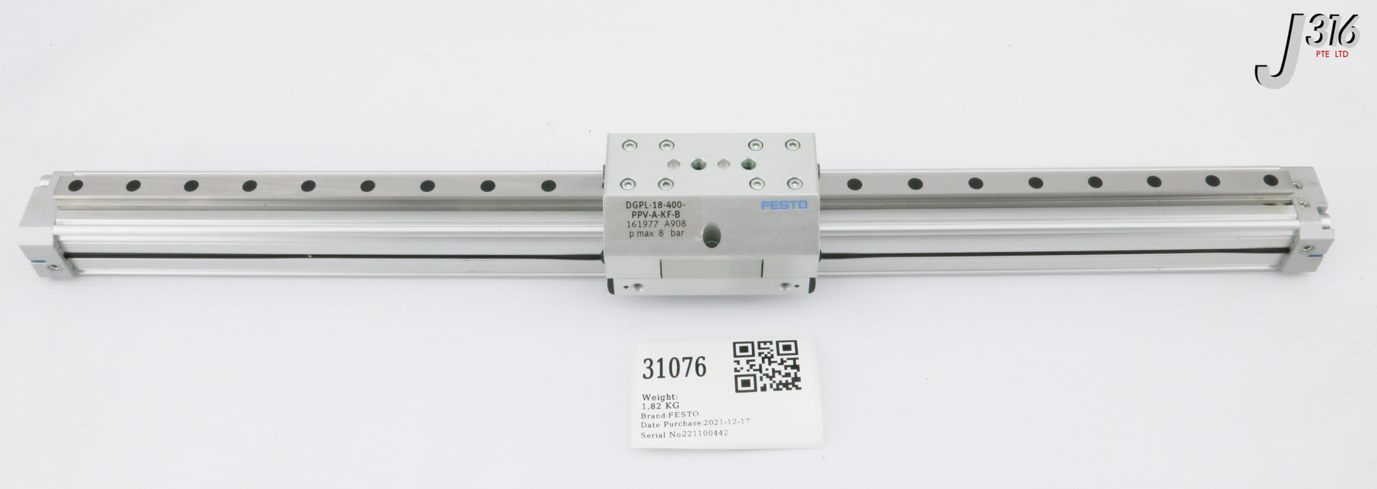 31076 FESTO PNEUMATIC LINEAR DRIVE, 161977 DGPL-18-400-PPV-A-KF-B ...